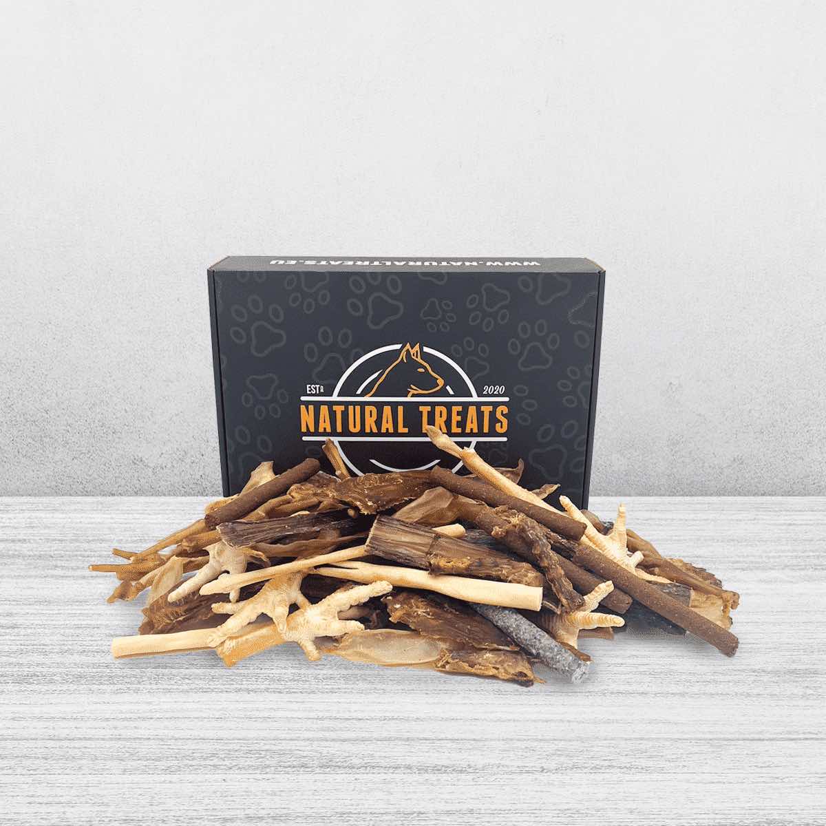Natural dog treats box for small dogs triple size